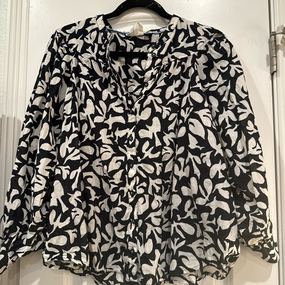 Anthropologie Button-Front Women's Top in Black & White
